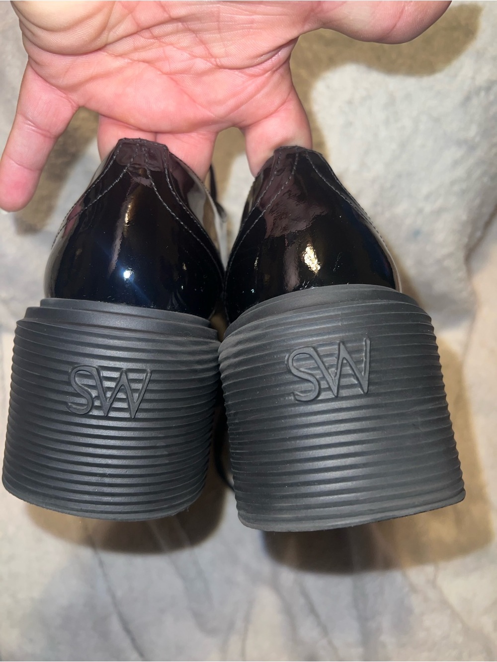 Stuart weitzman soho derby black patent chunky loafers woman size 8B - Picture 5 of 9